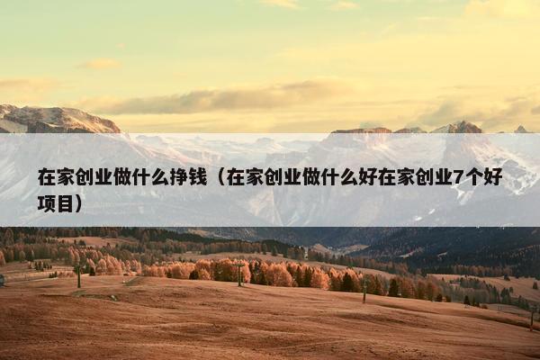 在家创业做什么挣钱（在家创业做什么好在家创业7个好项目）