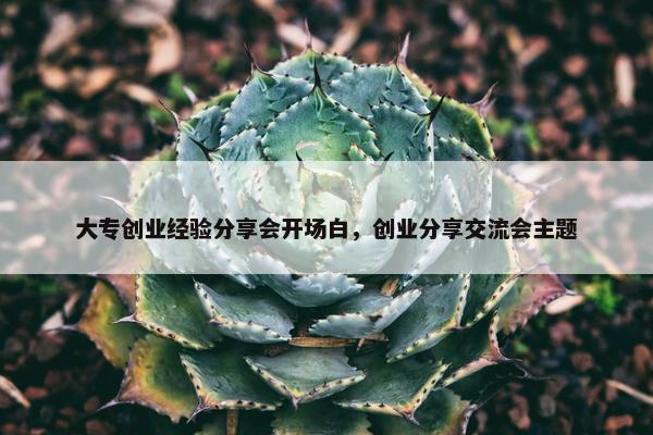 大专创业经验分享会开场白，创业分享交流会主题