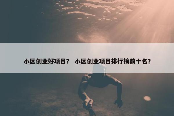 小区创业好项目？ 小区创业项目排行榜前十名？