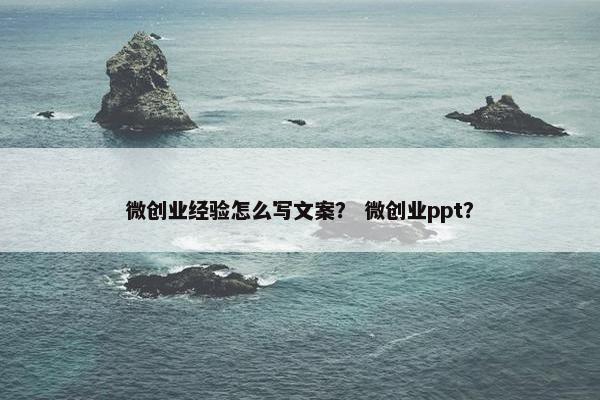 微创业经验怎么写文案？ 微创业ppt？