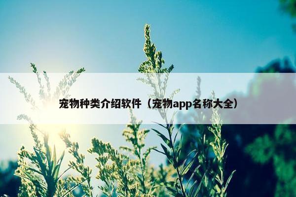 宠物种类介绍软件（宠物app名称大全）