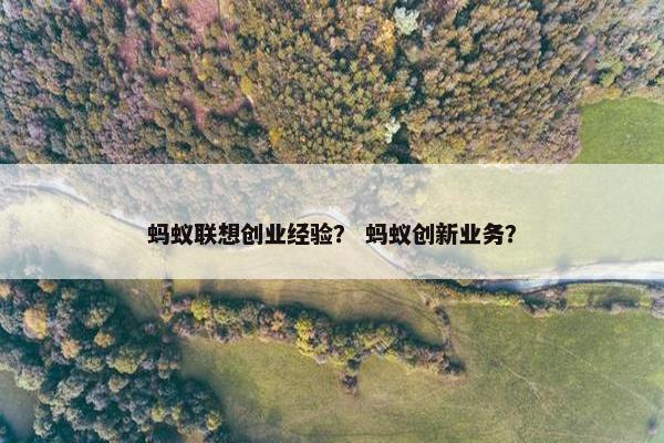 蚂蚁联想创业经验？ 蚂蚁创新业务？