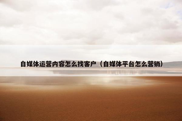 自媒体运营内容怎么找客户（自媒体平台怎么营销）