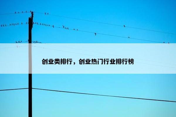 创业类排行，创业热门行业排行榜