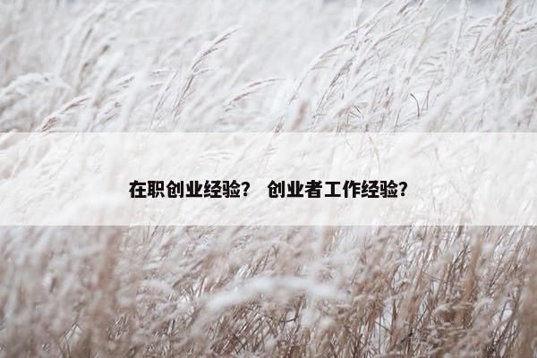 在职创业经验？ 创业者工作经验？