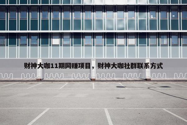 财神大咖11期网赚项目，财神大咖社群联系方式