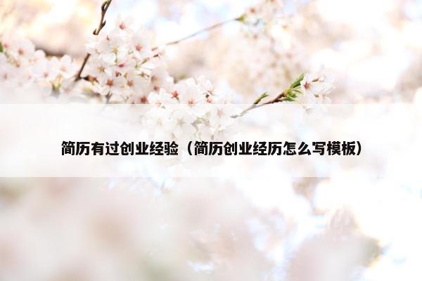 简历有过创业经验（简历创业经历怎么写模板）