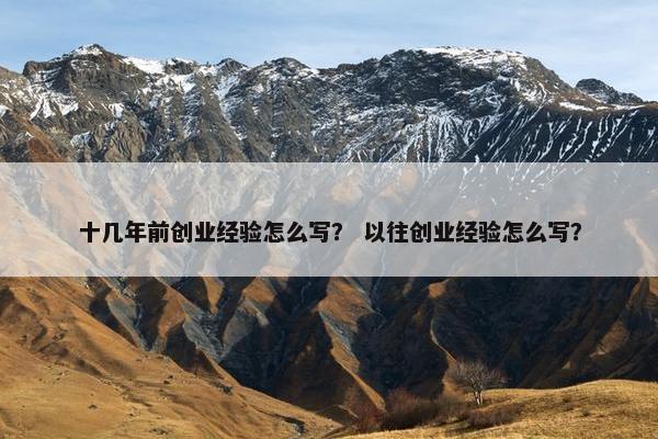 十几年前创业经验怎么写？ 以往创业经验怎么写？