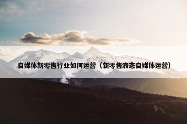 自媒体新零售行业如何运营（新零售液态自媒体运营）