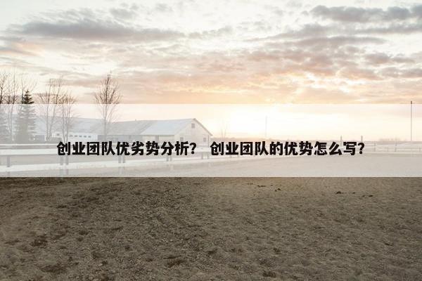 创业团队优劣势分析？ 创业团队的优势怎么写？