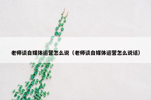 老师谈自媒体运营怎么说（老师谈自媒体运营怎么说话）